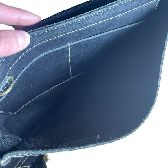 VTG Black Leather Fossil Turnlock Satchel - Picture 14 of 16